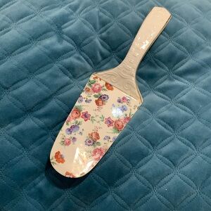 Vintage Erphila Pink Rose Pattern Cake/Pie/Dessert Server L 10.25” W 3” Chip Tip